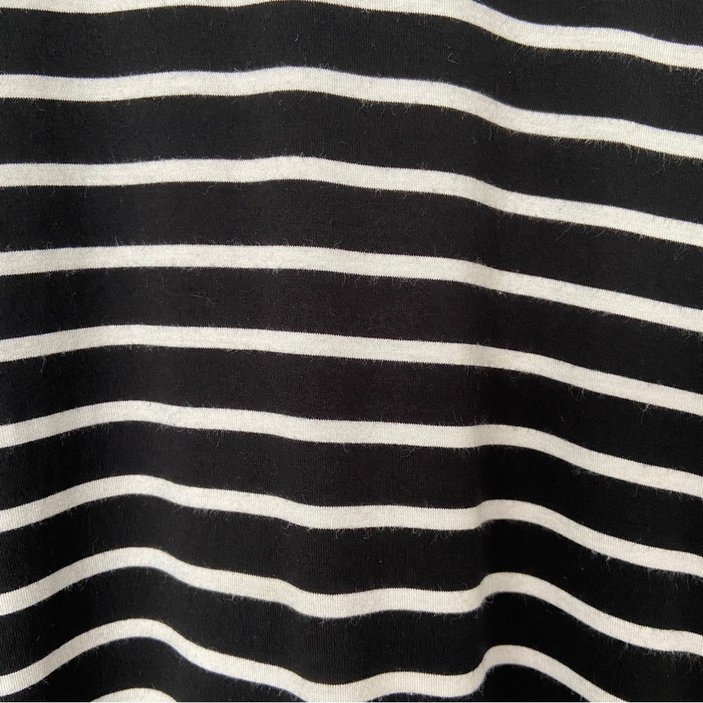 RW&CO. BLACK/WHITE STRIPED VISCOSE JERSERY LONG SLEEVED CREW NECK TOP, LARGE - Picture 5 of 9